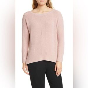 Eileen Fisher Pink Mauve Merino Wool Tunic Sweater Small Quiet Luxury